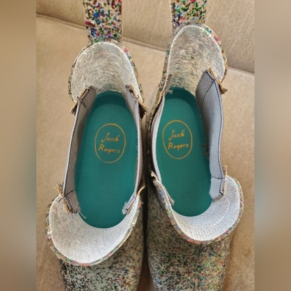 Jack Rogers - Women’s Sallie Rain Boot In Glitter And Gold Size 9 - Picture 7 of 10